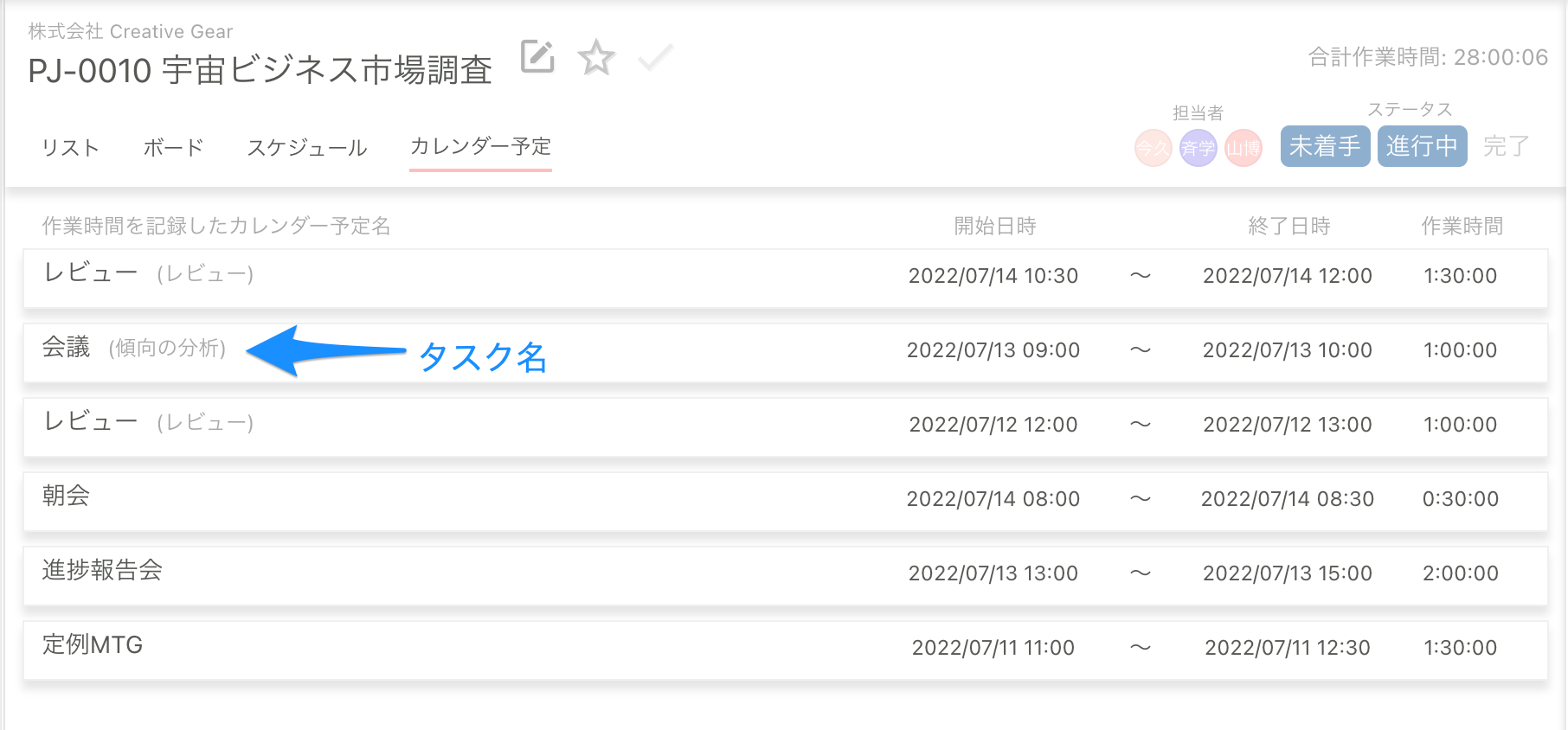 カレンダー予定表示