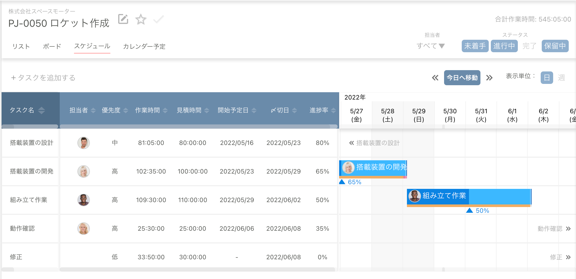 スケジュール表示